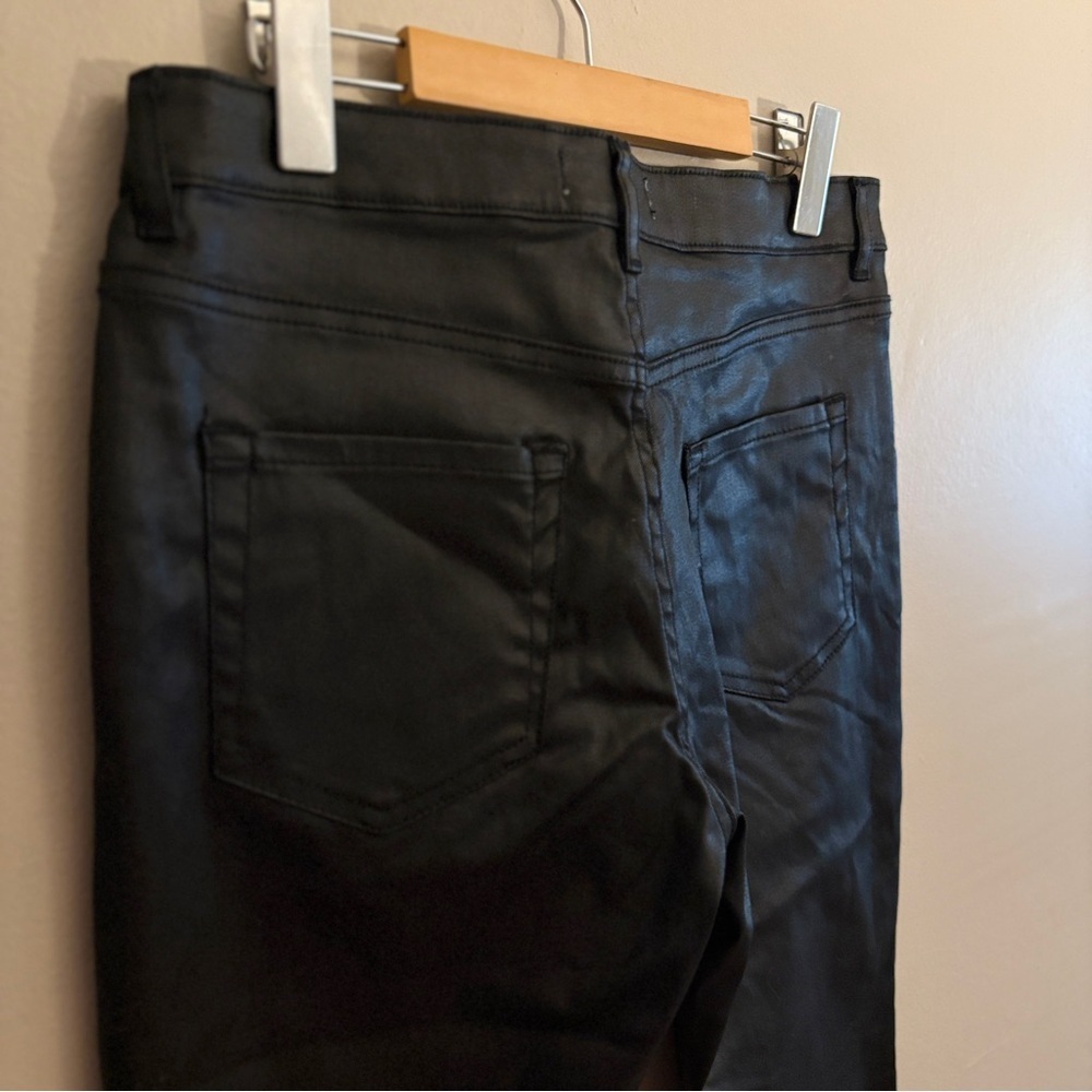H&M Black Wax Skinny Jeans,  Faux Leather Look – Size 10 Like New - Picture 14 of 15